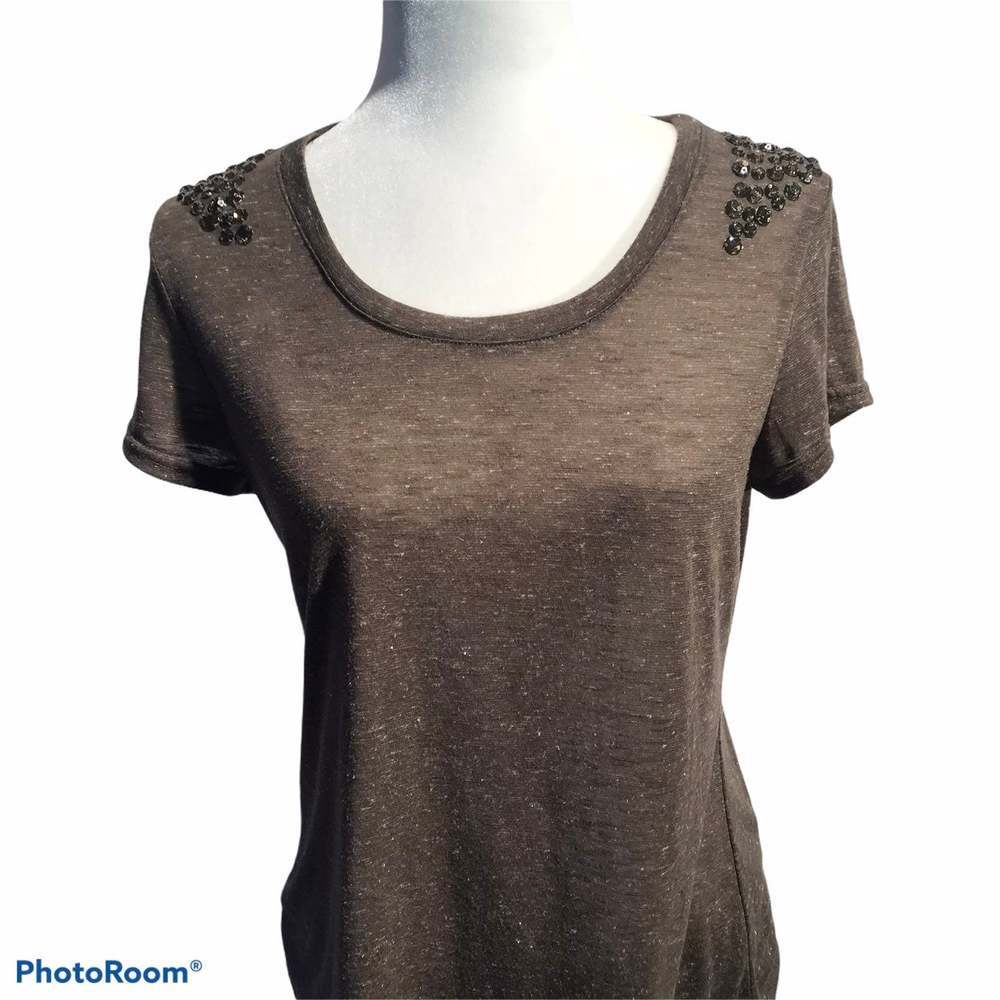 BKE Jewel Embellished Sheer T-Shirt Small